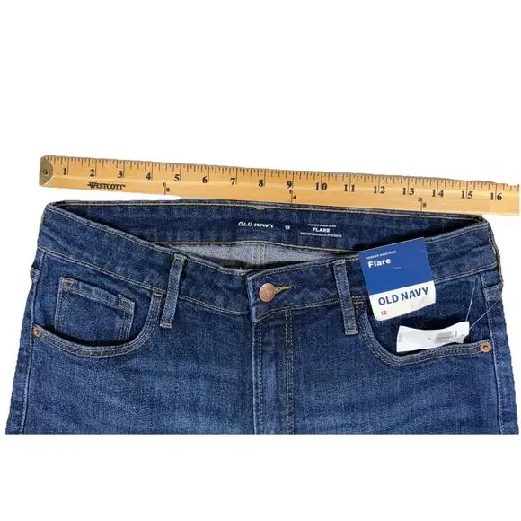 Old Navy Women's Size 12 Higher High-Rise Flare Jeans Secret Smooth Pockets New - Picture 9 of 14